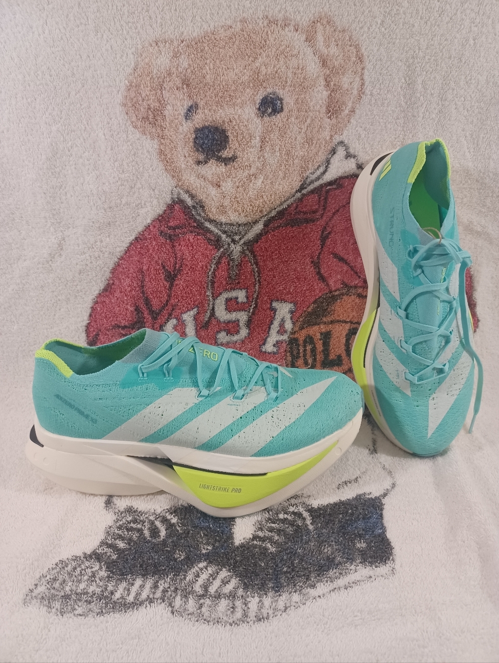 Size Men 9.5 Women 10.5 adidas Adizero Prime X3 Strung Running JR2598 Flash Aqua